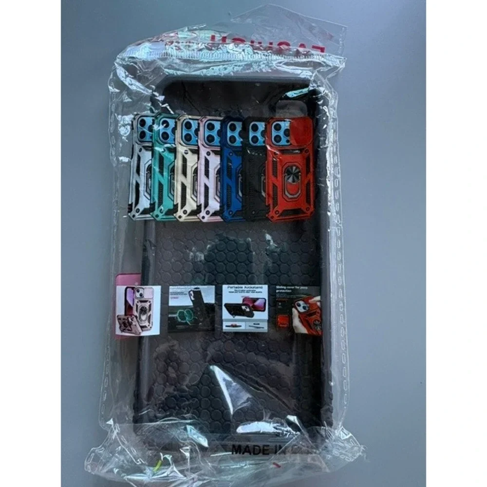 Samsung Galaxy 22 Rose Gold Rugged Armor Phone Case Ring Stand Sliding‎ Camera